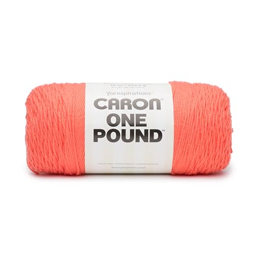 Caron One Pound Living Coral Garn, 453 g, 100% Acryl, Nr. 4 Kammgarn, Größe M, 800 m, Stricken/Häkeln, 2 Stück von Caron