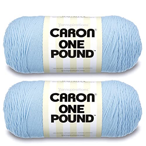 Caron One Pound Sky Blue Garn – 2 Packungen mit 454 g – Acryl – 4 Medium (Kamm) – 800 Meter – Stricken/Häkeln von Caron