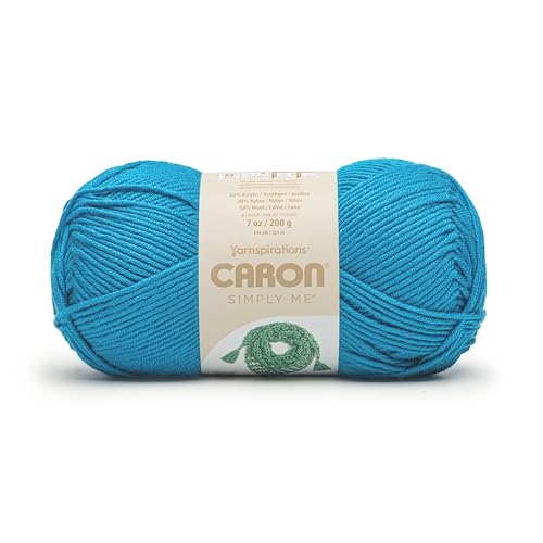 Caron Simply Me Blautopas-Garn, 2 Stück, 200 g, 62% Acryl, 20% Nylon, 18% Wolle, #5 sperrig, 240 Meter – Stricken/Häkeln von Caron