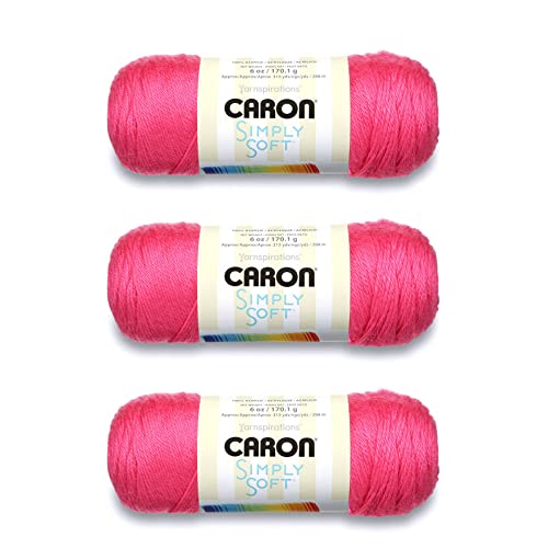 Caron Simply Soft Watermelon Brites Garn – 3 Packungen mit 170 g – Acryl – 4 Medium (Kammgarn) – 300 Meter – Stricken, Häkeln und Basteln von Caron