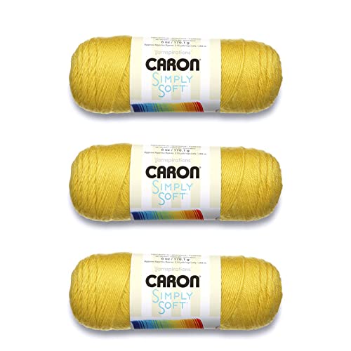 Caron Simply Soft Limonade-Garn, 3 Packungen mit 170 g, Acryl, 4 mittelgroße (Kammgarn) – 315 Meter – Stricken/Häkeln von Caron