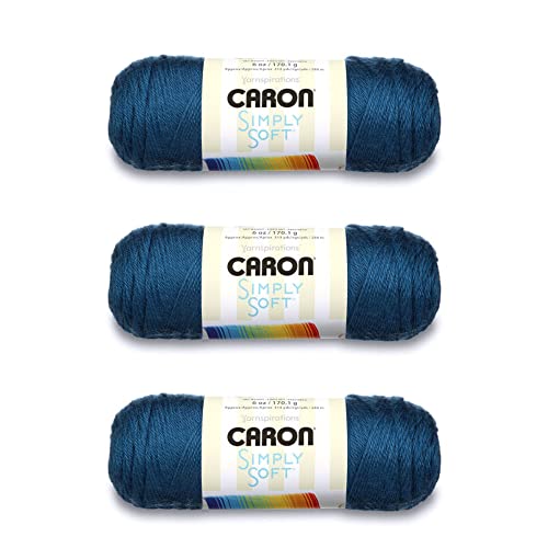 Caron Simply Soft Ocean Garn – 3 Stück 170 g – Acryl – 4 Medium (Kammgarn) – 300 Meter – Stricken, Häkeln und Basteln von Caron