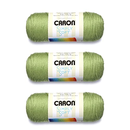 Caron Simply Soft Pistazien-Garn, Acryl, 3 Stück, 170 g, 4 Medium (Kammgarn) – 300 Meter – Stricken, Häkeln und Basteln von Caron