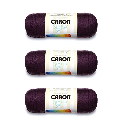 Caron Simply Soft Plum Perfect Garn – 3 Packungen mit 170 g – Acryl – 4 Medium (Kammgarn) – 315 Meter – Stricken/Häkeln von Caron