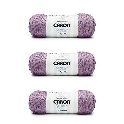 Caron Simply Soft Snapdragon Speckle Garn – 3 Packungen mit 141 g – Acryl – 4 Medium (Kammgarn) – 230 Meter – Stricken/Häkeln von Caron