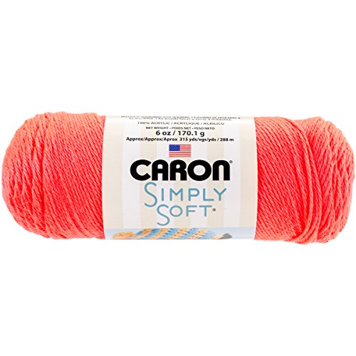 Caron Simply Soft Solids H970039772 Garn, Stärke 4, 100% Acryl, Neonkoralle, maschinenwaschbar und trocknergeeignet von Caron