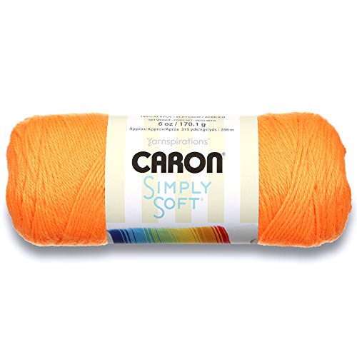 Caron Simply Soft Solids Garn, Stärke 4, 100% Acryl, Neonorange, maschinenwaschbar und trocknergeeignet von Caron