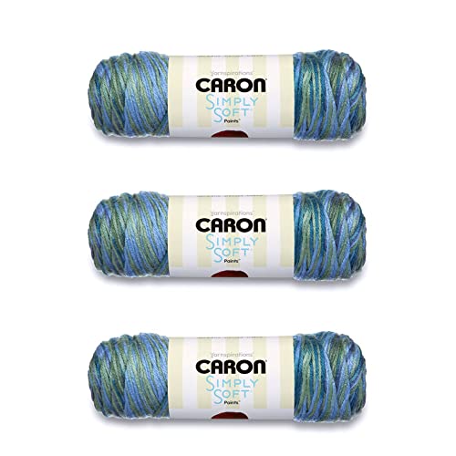 Caron Simply Soft Spring Brook Paints Garn – 3 Packungen mit 141 g – Acryl – 4 Medium (Kammgarn) – 230 Meter – Stricken/Häkeln von Caron