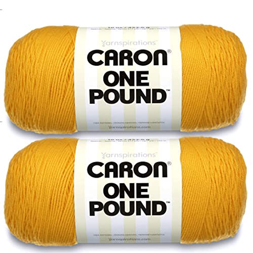 Caron Sunflower Garn mit 1 Pfund – 2 Packungen mit 454 g – Acryl – 4 Medium (Kammgarn) – 800 Meter – Stricken, Häkeln und Basteln von Caron