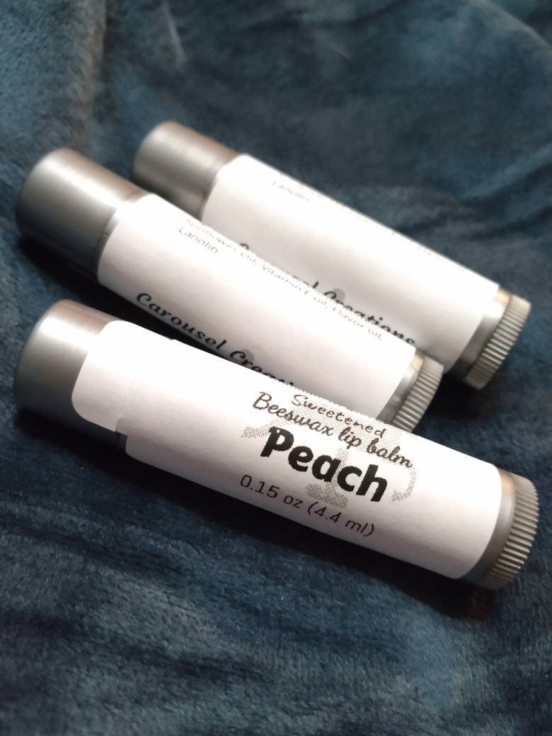 Bienenwachs Lippenbalsam. Pfirsich Geschmack Öl. Natürliche Öle. Chapstick. 0, 15 G | 4, 4 Ml von CarouselCreations21