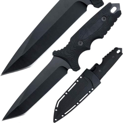 Outdoor Messer Survival, Jagdmesser Feststehende Klinge aus 440C-Stahl Black Phantom Survival Messer mit Scheide, Überlebensmesser für Camping, Angeln, Bushcraft Messer Full Tang von CarpDeal