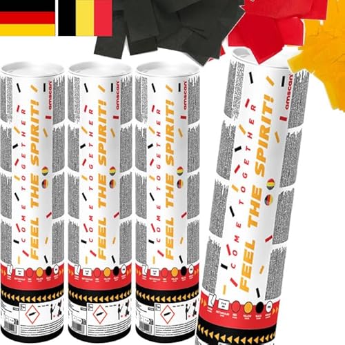 4 x Konfetti-Kanonen für * DEUTSCHLAND * | Länder Konfetti Regen zur Fußball EM 2024 | 2-3m Effekthöhe, 28cm Party Popper mit Papierkonfetti | Shooter Konfettikanone (Deutschland) von Carpeta