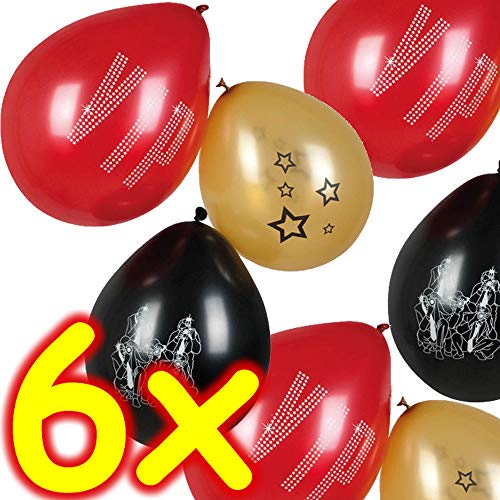 6 Luftballons * VIP + HOLLYWOOD * als Deko für Geburtstag und Mottoparty | 78cm Umfang | Luftballon Ballons Motto Party von Carpeta