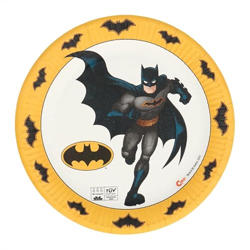 8 Teller * Batman * aus Pappe für Kindergeburtstag und Mottoparty | 23cm Größe | Kinder Geburtstag Party Pappteller Partyteller Plates Superheld Superman Kinderheld von Carpeta