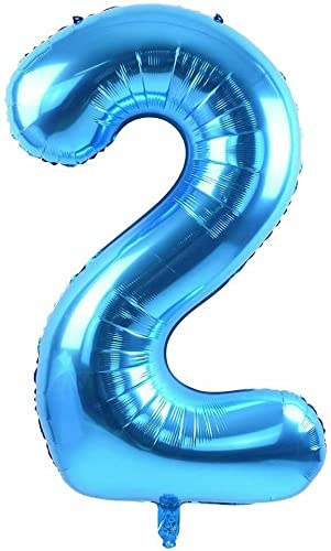 Blaue Folienballons Zahl 0 bis 9 als Deko für Geburtstag und Party | 80cm groß | Kinder Zahlen Kindergeburtstag Partydeko Blau Folienballon Ballon Luftballon, Edition: 2. Geburtstag von Carpeta