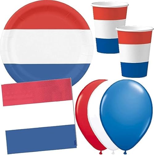 Carpeta 52-tlg. Party-Set * NIEDERLANDE/HOLLAND * mit Pappteller + Servietten + Pappbecher + Luftballons für Mottoparty | Länderparty Einweg Deko Niederland Netherlands Orange von Carpeta