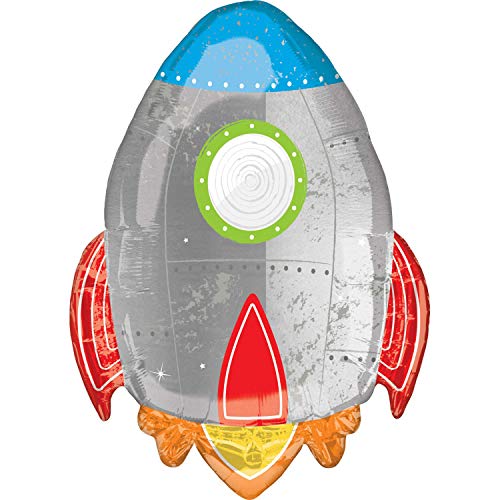 Carpeta XXL Folienballon * Rakete * als Deko für Kindergeburtstag und Party | SuperShape: 53x73cm | Weltraum Astronaut Space Kinder Geburtstag Ballon Dekoration Folienballons von Carpeta