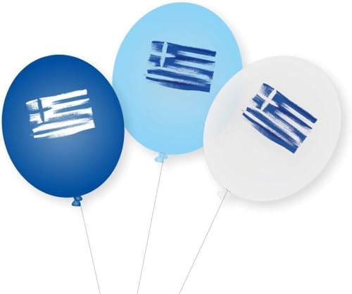 Deko * GRIECHENLAND * für Party und Geburtstag | Dekoration Partydeko Länderparty EM WM Greece Flagge, Edition: Luftballons, 9 Stück von Carpeta