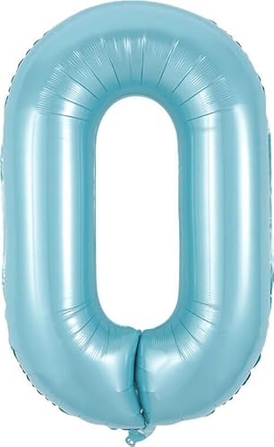 Folienballon * Baby Blau/Hellblau * Zahl 0 bis 9 als Deko für Geburtstag und Party | 80cm groß | Babyblau Zahlen Ballondeko Kindergeburtstag Babyparty, Edition: 0. Geburtstag von Carpeta