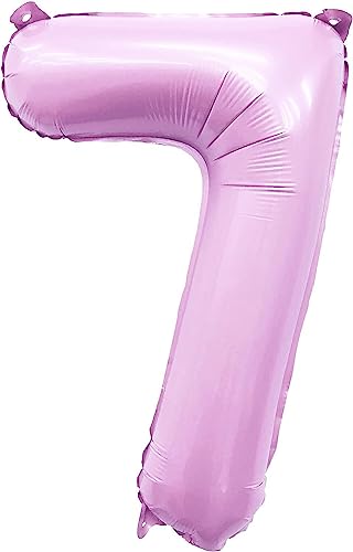 Folienballon * Flieder Rosa * Zahl 0 bis 9 als Deko für Geburtstag und Party | XXL: 100cm groß | Lilac Lila Zahlen Ballondeko Kindergeburtstag, Edition: 7. Geburtstag von Carpeta