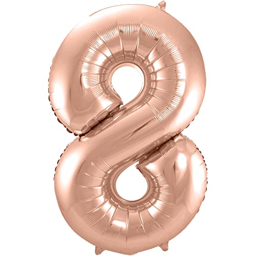 Folienballon Rosegold Zahl 0 bis 9 als Deko für Geburtstag und Party | 72cm groß | Rose Gold Roségold Zahlen Ballondeko Kindergeburtstag Partydeko Kinder, Edition: 8. Geburtstag von Carpeta