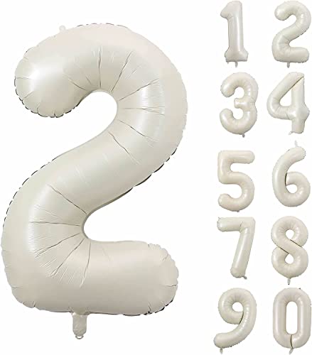 Folienballons * CREME WEISS * Zahl 0 bis 9 als Deko für Geburtstag und Party | 80cm groß | Beige Weiß Zahlen Kindergeburtstag Partydeko Ballon Luftballon, Edition: 2. Geburtstag von Carpeta