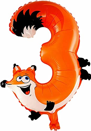 Folienballons * Wilde Tiere * in Zahl 0 bis 9 als Deko für Geburtstag und Party | 44-55cm groß | Kinder Zahlen Kindergeburtstag Partydeko Folienballon Hund Affe Tiger Safari, Edition: 3. Geburtstag von Carpeta