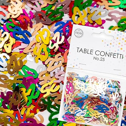 Konfetti Zahl 25 Bunt zum 25. Geburtstag | Deko für Jubiläum und Party | 500 Stück, metallic-bunt, 10mm groß | Zahlenkonfetti Tischkonfetti Tischdeko Jubiläum, Edition: Zahl 25 von Carpeta