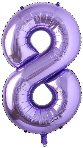 Lila Folienballons Zahl 0 bis 9 als Deko für Geburtstag und Party | 80cm groß | Violett Flieder Lilac Lavendel Zahlen Kindergeburtstag Partydeko Folienballon Ballon Luftballon, Edition: 8. Geburtstag von Carpeta