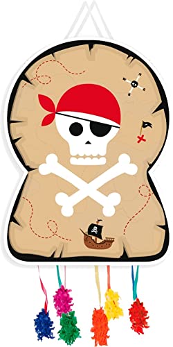 Pinata * PIRATEN * als Spiel und Deko für Kindergeburtstag und Mottoparty | Jolly Roger Zugpinata für 7 Kinder | Kinderpiraten Pinatas Kinder Geburtstag Party, Edition: Piratenpinata - 46x64cm von Carpeta