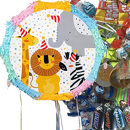 Pinata * WILDE TIERE * als Spiel und Deko für Kindergeburtstag und Safari Mottoparty | Größe: 44x44x9cm | Pinatas Dschungel Kinder Partydeko, Edition: Pinata mit Süssigkeiten von Carpeta