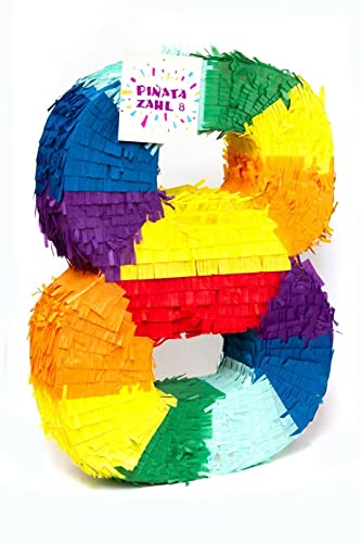 Pinata Zahl * 0 bis 9 * als Spiel und Deko für Kindergeburtstag und Mottoparty | Größe: 8x35x50cm | Zahl Pinatas Kinder Geburtstag Party Partydeko, Edition: 8. Geburtstag von Carpeta