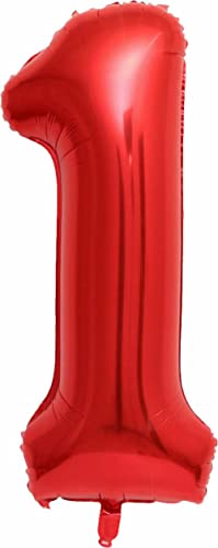 Rote Folienballons Zahl 0 bis 9 als Deko für Geburtstag und Party | 80cm groß | Kinder Zahlen Kindergeburtstag Partydeko Rot Red Liebe Folienballon Ballon Luftballon, Edition: 1. Geburtstag von Carpeta