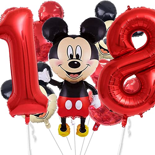 XXL-Ballon-Set * Mickey Mouse * als Deko für Kindergeburtstag und Mottoparty | mit Zahlen von 1 bis 19 | Micky Maus Geburtstag Party Kinder Ballondeko Partydeko, Edition: 18. Geburtstag von Carpeta