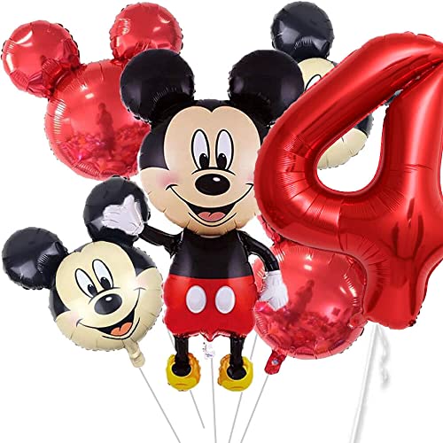 XXL-Ballon-Set * Mickey Mouse * als Deko für Kindergeburtstag und Mottoparty | mit Zahlen von 1 bis 19 | Micky Maus Geburtstag Party Kinder Ballondeko Partydeko, Edition: 4. Geburtstag von Carpeta