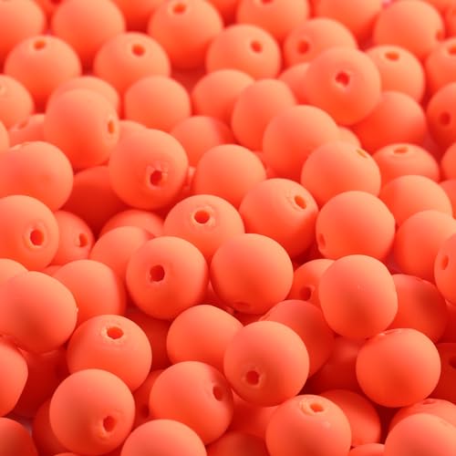 200 Stück orangefarbene Tonperlen zur Herstellung von Armbändern, 8 mm, runde Perlen für selbstgemachte Halsketten, Ohrringe, Schmuckherstellung von Carporay