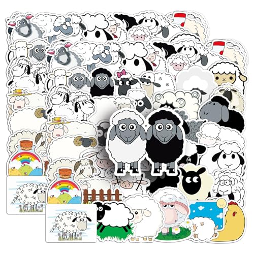 100 Stück Schafe Aufkleber Sheep Sticker Set Lamb Aufkleber für Laptop Kinder Autos Motorrad Fahrrad Skateboard Gepäck Koffer Computer Aufkleber Graffiti Decal von Carreneu