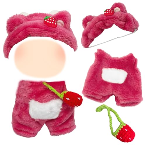 17cm Bekleidung Puppen, Puppenkleidung Kompatibel mit Labu Mini Puppen Kleidung mit Erdbeerbär Haarband Rosa Jumpsuit Erdbeer Taschen DIY Pullover Hoodie Bekleidungs zubehör Kinder Geschenk Mädchen 17cm Bekleidung Puppen, Puppenkleidung Kompatibel mit Labu Mini Puppen Kleidung mit Erdbeerbär Haarband Rosa Jumpsuit Erdbeer Taschen DIY Pullover Hoodie Bekleidungs zubehör Kinder Geschenk Mädchen von Carreuty