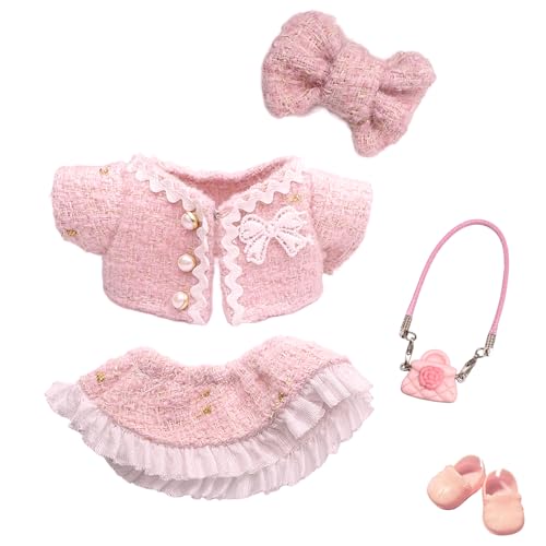 17cm Puppe Kleidung Kompatibel mit Labu Puppen, Couture Puppe Kleidung Zubehör Set mit 1 Rosa Spitzenjacke 1 Kurzer Rock 1 Haarspange 1 Blumentasche 1 Schuhe für Mädchen Geburtstags, Ohne Puppe 17cm Puppe Kleidung Kompatibel mit Labu Puppen, Couture Puppe Kleidung Zubehör Set mit 1 Rosa Spitzenjacke 1 Kurzer Rock 1 Haarspange 1 Blumentasche 1 Schuhe für Mädchen Geburtstags, Ohne Puppe von Carreuty