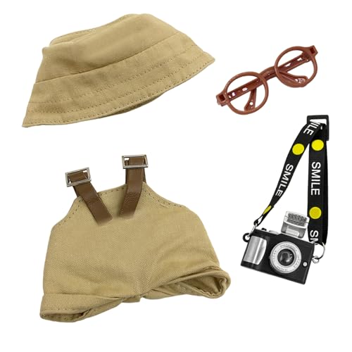Kleidung für 17cm Puppen, Overall mit verstellbaren Trägern Mütze Brille Alte Kamera für die 17 cm Mini Plüschpuppe, Nicht im Lieferumfang Enthalten Braun Kleidung für 17cm Puppen, Overall mit verstellbaren Trägern Mütze Brille Alte Kamera für die 17 cm Mini Plüschpuppe, Nicht im Lieferumfang Enthalten Braun von Carreuty