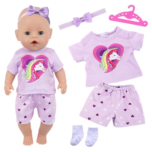 5 Stück Kleidung Outfits für 14-18 Zoll Baby Puppen, 35-43cm Baby Puppenkleidung Outfits1 Kurzarm 1 Shorts 1 Stirnband mit Schleife 1 Kleiderbügel 1 Paar Socken Geburtstagsgeschenk für Mädchen 5 Stück Kleidung Outfits für 14-18 Zoll Baby Puppen, 35-43cm Baby Puppenkleidung Outfits1 Kurzarm 1 Shorts 1 Stirnband mit Schleife 1 Kleiderbügel 1 Paar Socken Geburtstagsgeschenk für Mädchen von Carreuty