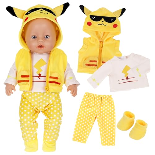 Baby Puppen Puppenkleidung für 35-43 cm Neugeborene Zoll, 4 Stück Gelbe Tiere Kleidung Outfits mit 1 Oberteil 1 Weste 1 Hose 1 Socken für 14-18 Zoll Puppen für Geburtstag Jungen und Müdchen Baby Puppen Puppenkleidung für 35-43 cm Neugeborene Zoll, 4 Stück Gelbe Tiere Kleidung Outfits mit 1 Oberteil 1 Weste 1 Hose 1 Socken für 14-18 Zoll Puppen für Geburtstag Jungen und Müdchen von Carreuty