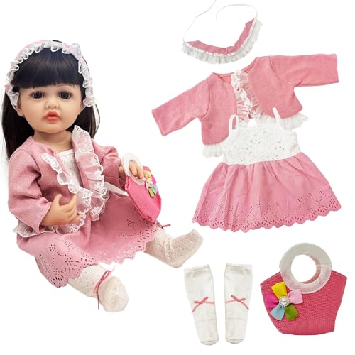 Puppenkleidung 50-55 cm für Baby Puppen, Süßes Kleid Baumwolle Outfit Re Born Puppe Kleidung Und Zubehör für Baby, Geschenke für Mädchen Jungen von Carreuty