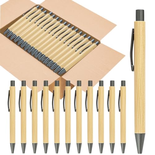 Carriere 100 Stück Bambus-Stifte, Großpackung, Bambusstifte, Gravur, Kugelschreiber, Geschenkstift, Großpackung, Hohe Qualität von Carriere