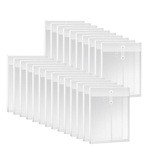 Carriere Durchsichtiges Kunststoffumschlag-Set im A4-Format mit Kordelverschluss, Erweiterbare Akten-Dokumentenmappe, Aktentaschen-Set für das Büro, 24-Teilig von Carriere