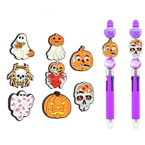 Silikon-Fokal-Perlen für Stift, Halloween-Cartoon-Perlen, bunte Silikonperlen für Schlüsselanhänger, niedliche Silikonperlen, Kürbis-Geister-Fokal-Perlen für Stift, für Schlüsselanhängerherstellung, von Carroterr