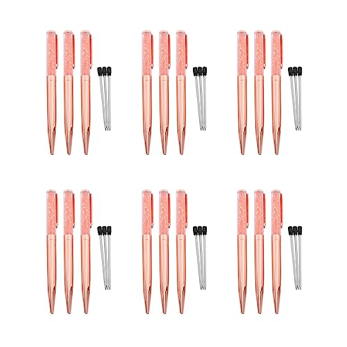 Carruuba Rose Gold Stift Bling Kristall Kugelschreiber Schwarzer Tintenstift mit 18 Zusaetzlichen Minen (Rose Gold 18 Pack) von Carruuba