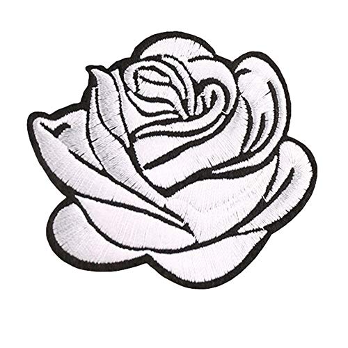 Carry stone Rose Abzeichen Eisen auf Patch Dekoration Blume Tasche Hut Applique Kleidung Zubehör - weiß praktisch und nützlich von Carry stone