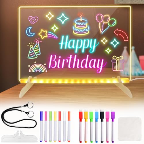 LED-Notiztafel mit Farben, 30 x 20 cm, LED-Zeichenbrett mit 15 Farben, wiederbeschreibbar, aufhängbar und stehend, beleuchtete LED-Nachrichtentafel für Schule, Café, Zuhause, Büro von Carseatty