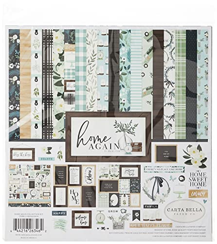 Carta Bella CBHOA109016 Home Again Collection Kit Papier, Grün, Blau, Holzmaserung, Schwarz, Blaugrün, 12-x-12-Inch von Carta Bella